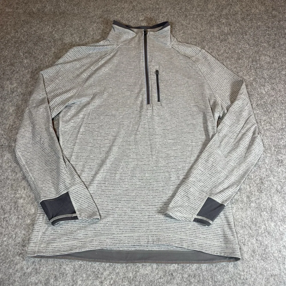 Lululemon Pullover Mens L Gray Half Zip  Performance Thumb Hole Chest Pocket